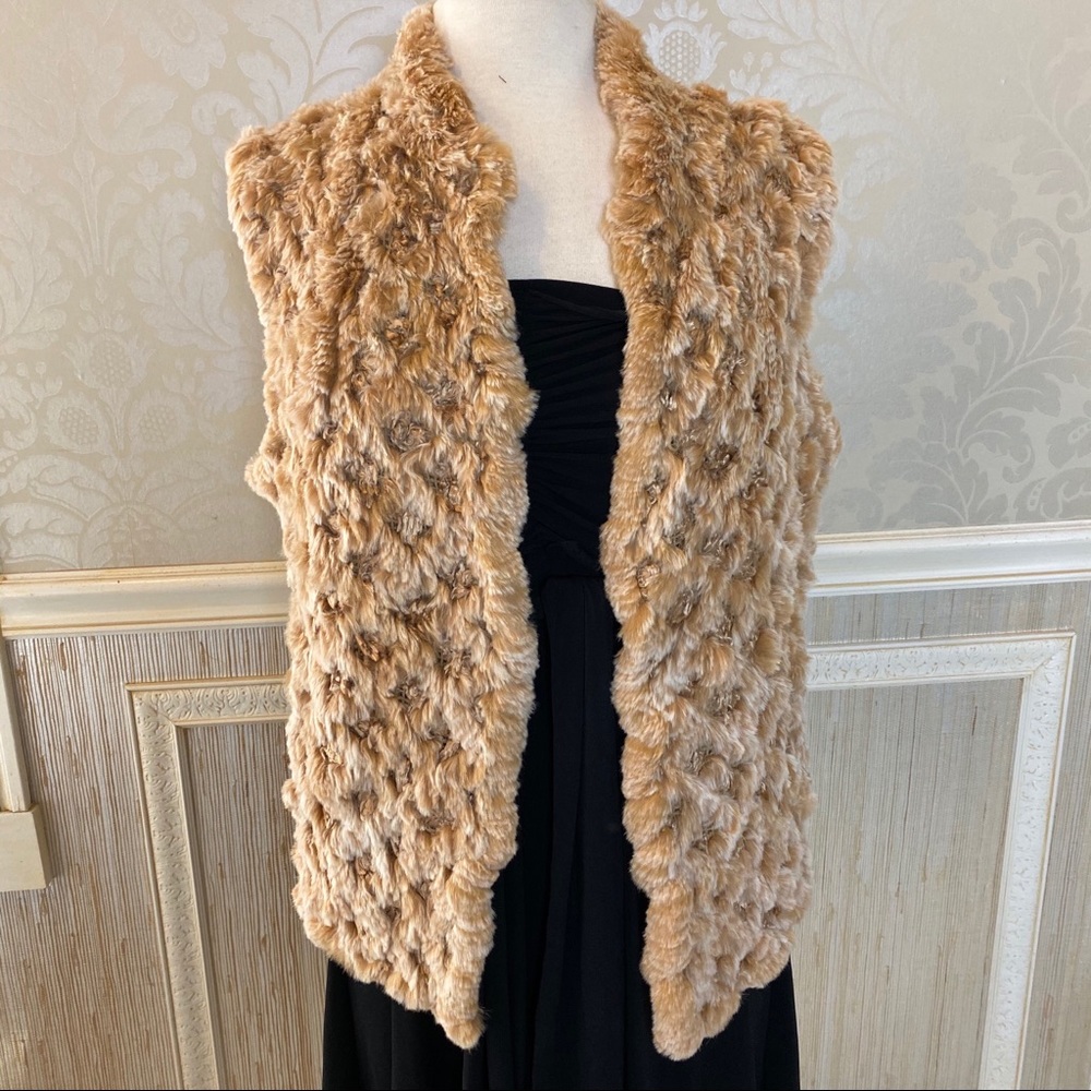 Mitchie’s crocheted Rex rabbit vest gold fur MED